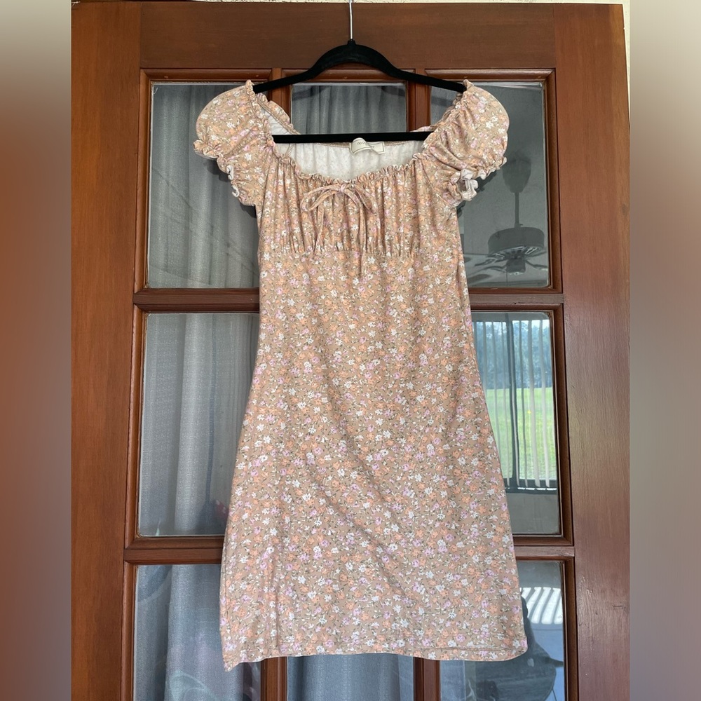 Bodycon Tan Floral Dress
